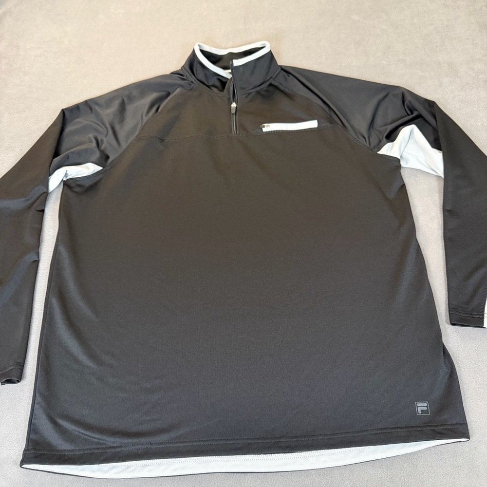 Fila Men’s Black & White Athletic Quarter Zip- XXL